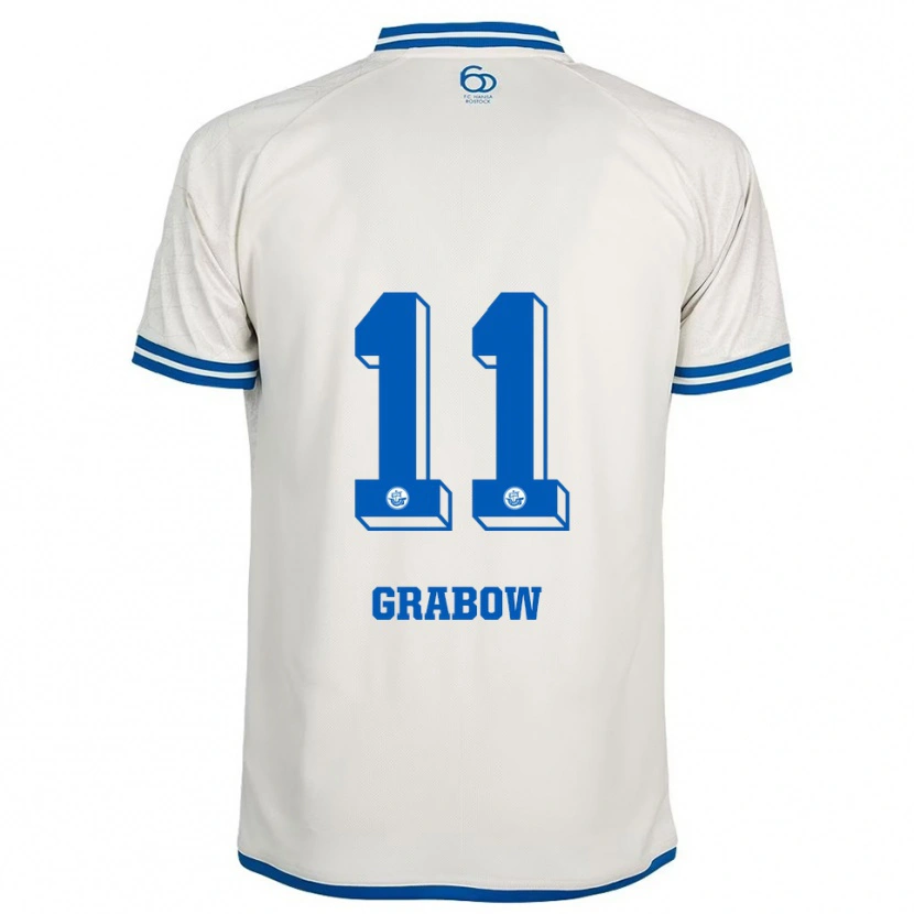Danxen Børn Georg Grabow #11 Hvid Blå Udebane Spillertrøjer 2025/26 Trøje T-Shirt