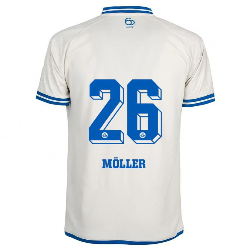 Danxen Børn Andreas Möller #26 Hvid Blå Udebane Spillertrøjer 2025/26 Trøje T-Shirt