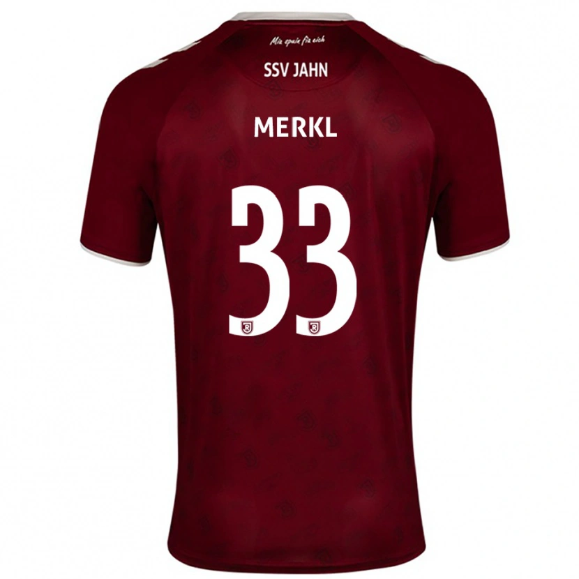 Danxen Børn Maurice Merkl #33 Burgundy Hvid Udebane Spillertrøjer 2025/26 Trøje T-Shirt