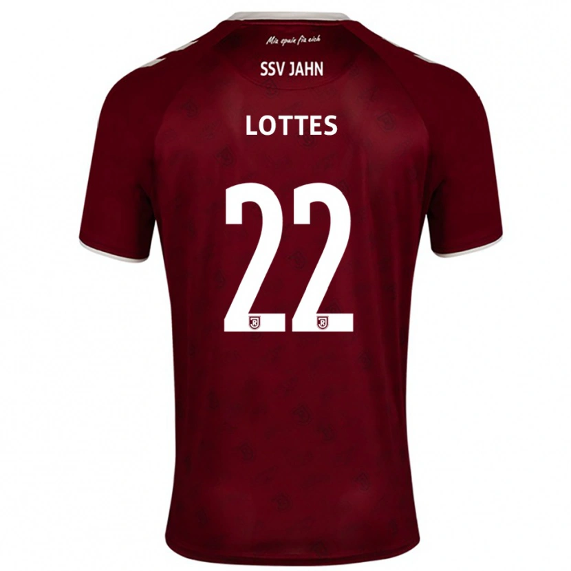 Danxen Børn Benjamin Lottes #22 Burgundy Hvid Udebane Spillertrøjer 2025/26 Trøje T-Shirt
