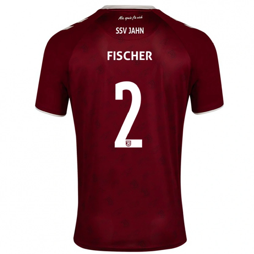 Danxen Børn Florian Fischer #2 Burgundy Hvid Udebane Spillertrøjer 2025/26 Trøje T-Shirt