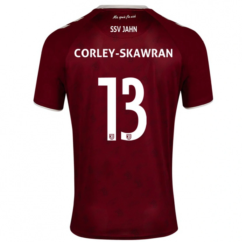 Danxen Børn Dorian Corley-Skawran #13 Burgundy Hvid Udebane Spillertrøjer 2025/26 Trøje T-Shirt