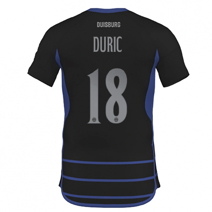 Danxen Børn Zarije Duric #18 Sort Blå Udebane Spillertrøjer 2025/26 Trøje T-Shirt