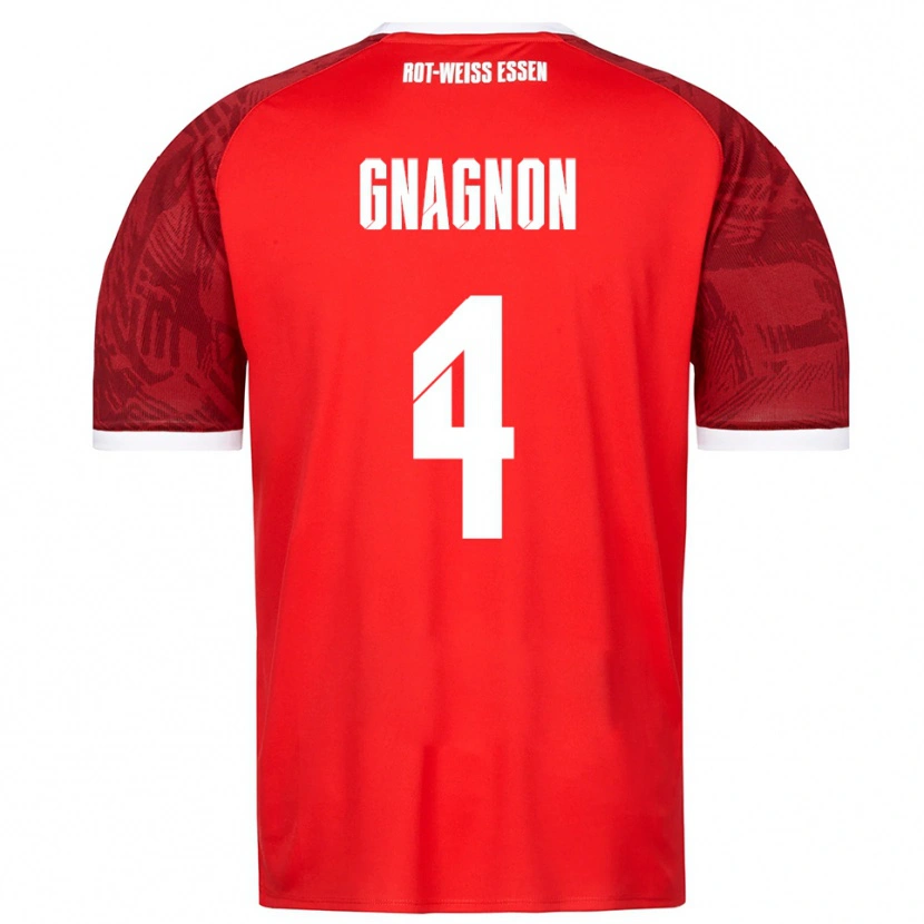 Danxen Børn James Gnagnon #4 Rød Burgundy Hvid Udebane Spillertrøjer 2025/26 Trøje T-Shirt