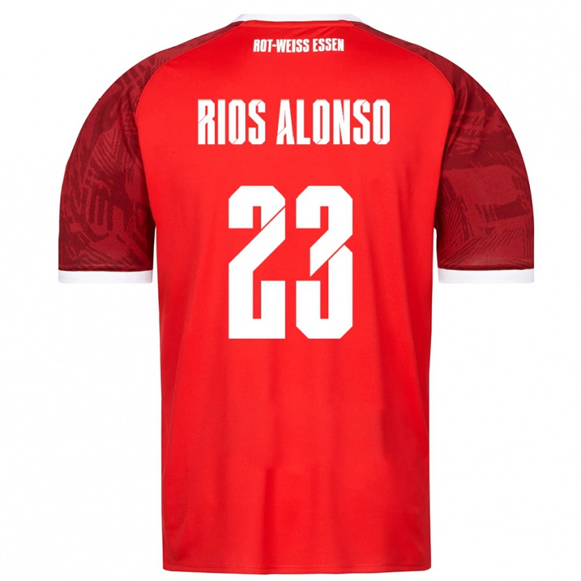 Danxen Børn José Enrique Ríos Alonso #23 Rød Burgundy Hvid Udebane Spillertrøjer 2025/26 Trøje T-Shirt