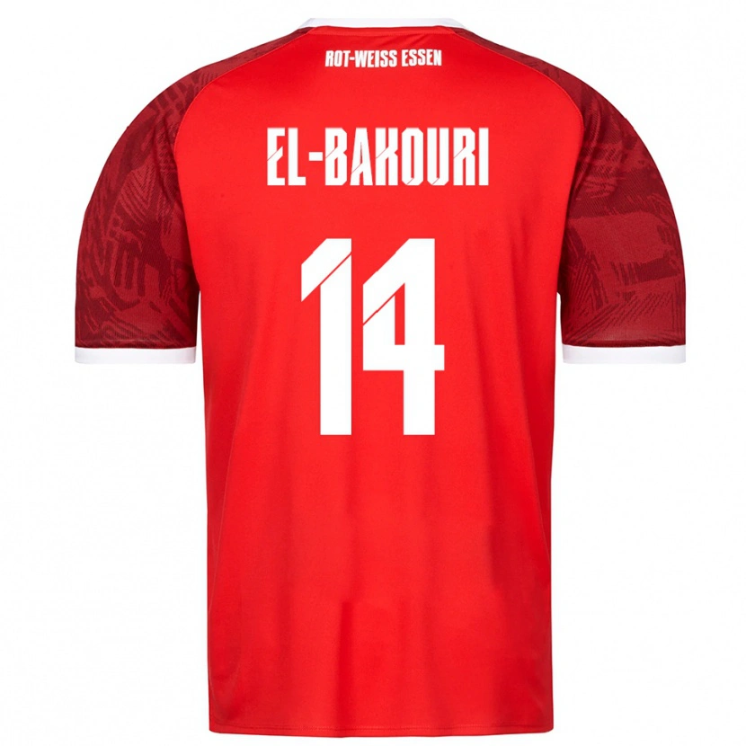 Danxen Børn Ibrahim El-Bakouri #14 Rød Burgundy Hvid Udebane Spillertrøjer 2025/26 Trøje T-Shirt