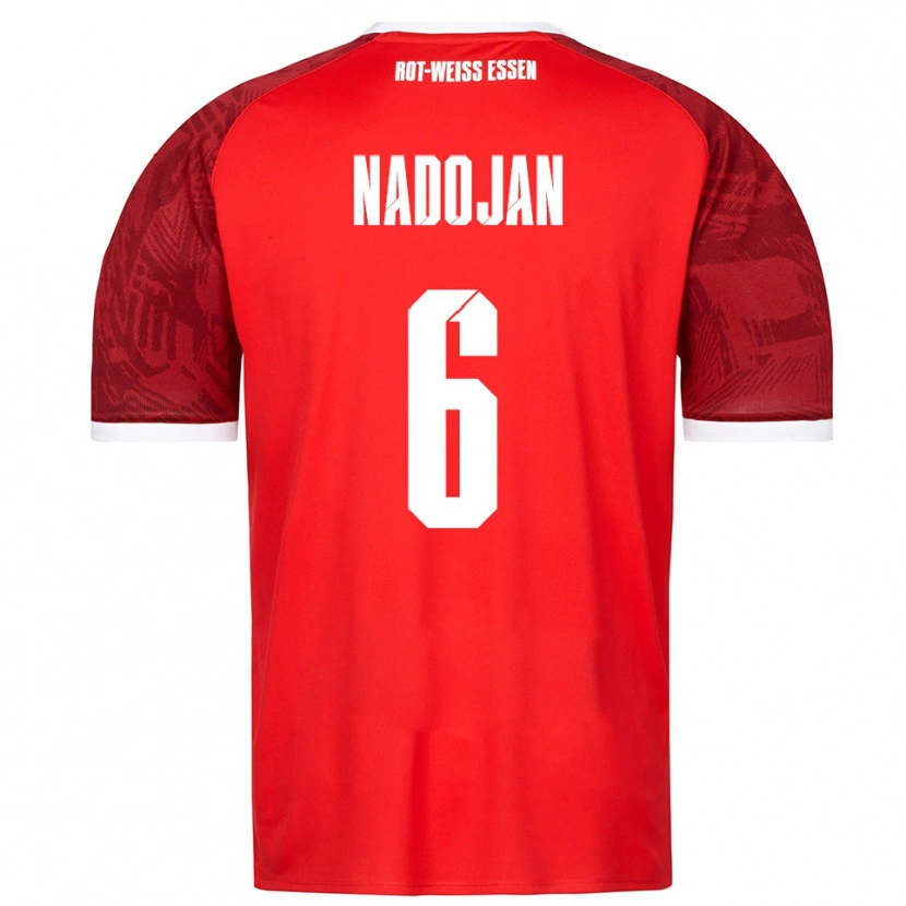 Danxen Børn Aslan Nadojan #6 Rød Burgundy Hvid Udebane Spillertrøjer 2025/26 Trøje T-Shirt