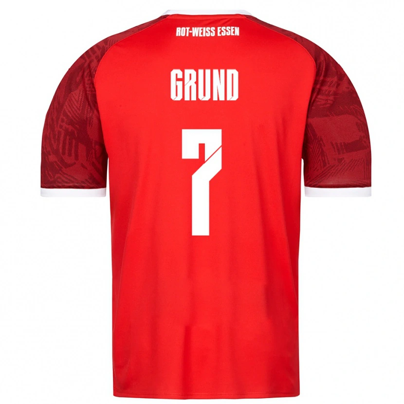 Danxen Børn Kevin Grund #7 Rød Burgundy Hvid Udebane Spillertrøjer 2025/26 Trøje T-Shirt