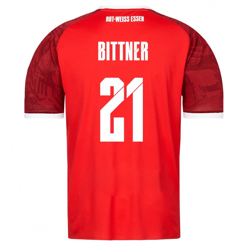 Danxen Børn Lucas Bittner #21 Rød Burgundy Hvid Udebane Spillertrøjer 2025/26 Trøje T-Shirt