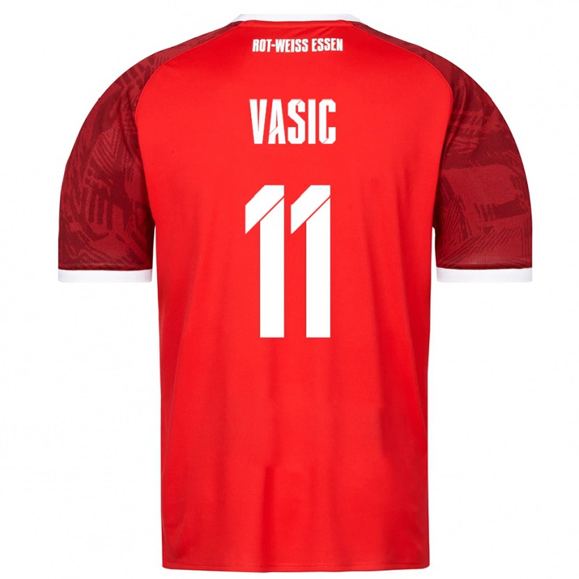 Danxen Børn Fadih Vasic #11 Rød Burgundy Hvid Udebane Spillertrøjer 2025/26 Trøje T-Shirt