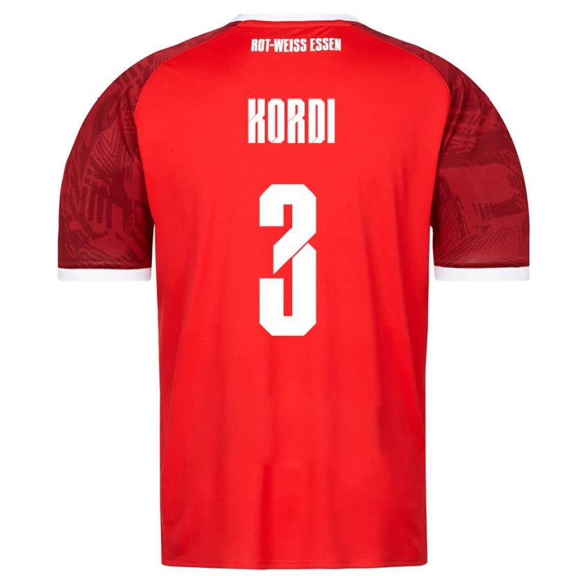 Danxen Børn Artin Kordi #3 Rød Burgundy Hvid Udebane Spillertrøjer 2025/26 Trøje T-Shirt