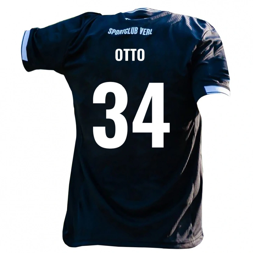 Danxen Børn Fynn Otto #34 Sort Hvid Udebane Spillertrøjer 2025/26 Trøje T-Shirt