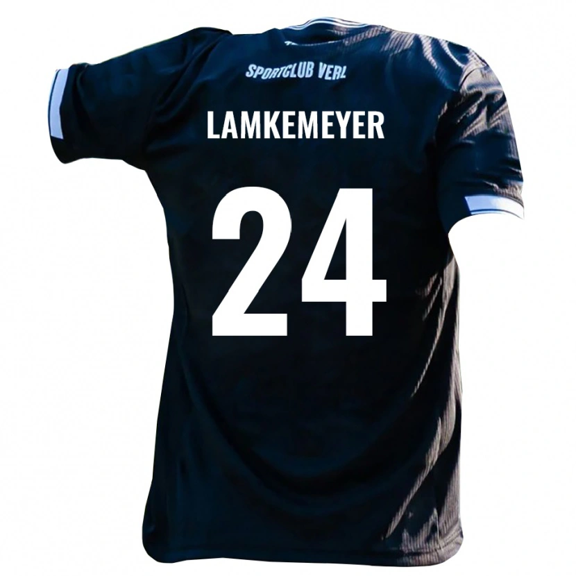 Danxen Børn Moritz Lamkemeyer #24 Sort Hvid Udebane Spillertrøjer 2025/26 Trøje T-Shirt