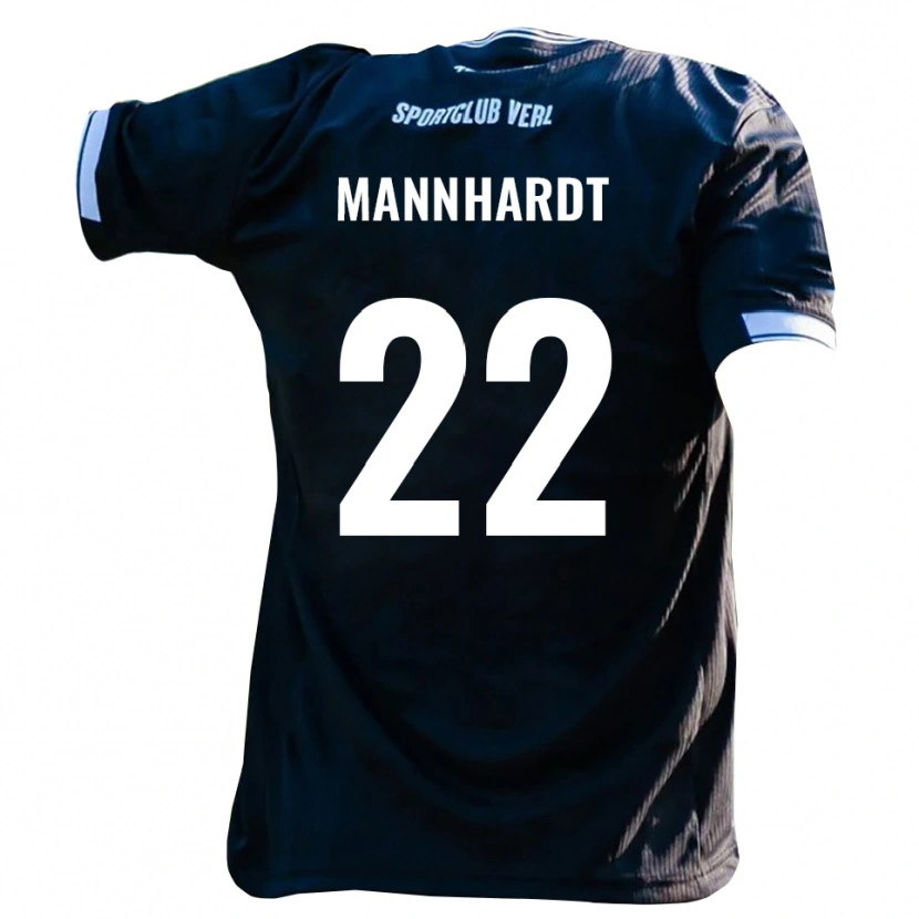 Danxen Børn Marco Mannhardt #22 Sort Hvid Udebane Spillertrøjer 2025/26 Trøje T-Shirt