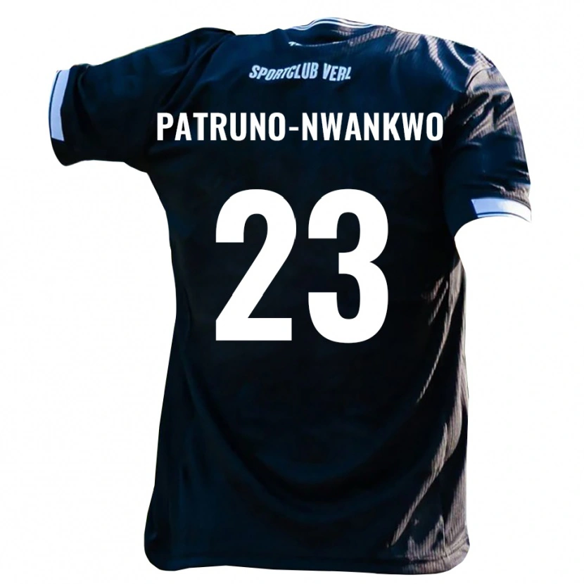 Danxen Børn Josiah Patruno-Nwankwo #23 Sort Hvid Udebane Spillertrøjer 2025/26 Trøje T-Shirt