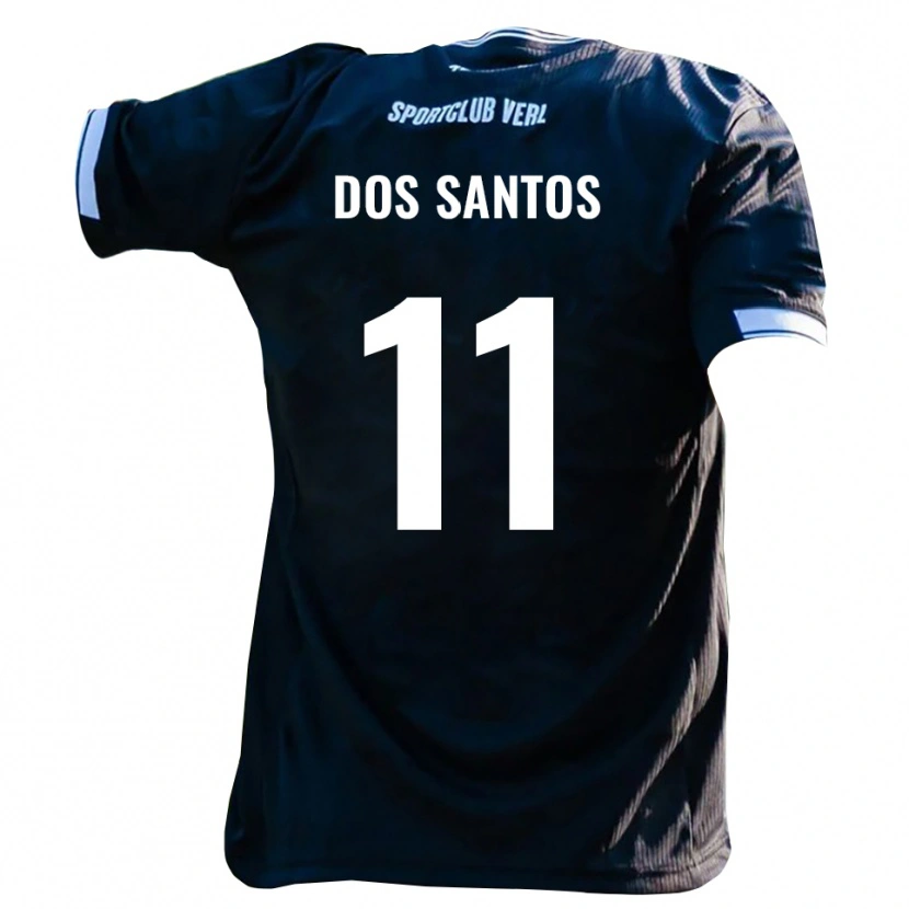 Danxen Børn Samuel Dos Santos #11 Sort Hvid Udebane Spillertrøjer 2025/26 Trøje T-Shirt