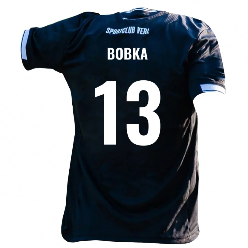 Danxen Børn Matti Bobka #13 Sort Hvid Udebane Spillertrøjer 2025/26 Trøje T-Shirt