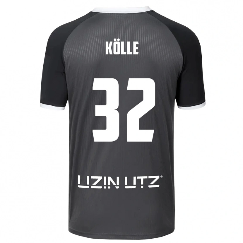 Danxen Børn Niklas Kölle #32 Grå Hvid Udebane Spillertrøjer 2025/26 Trøje T-Shirt