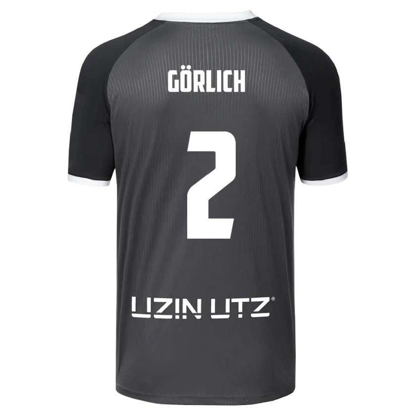 Danxen Børn Luis Görlich #2 Grå Hvid Udebane Spillertrøjer 2025/26 Trøje T-Shirt