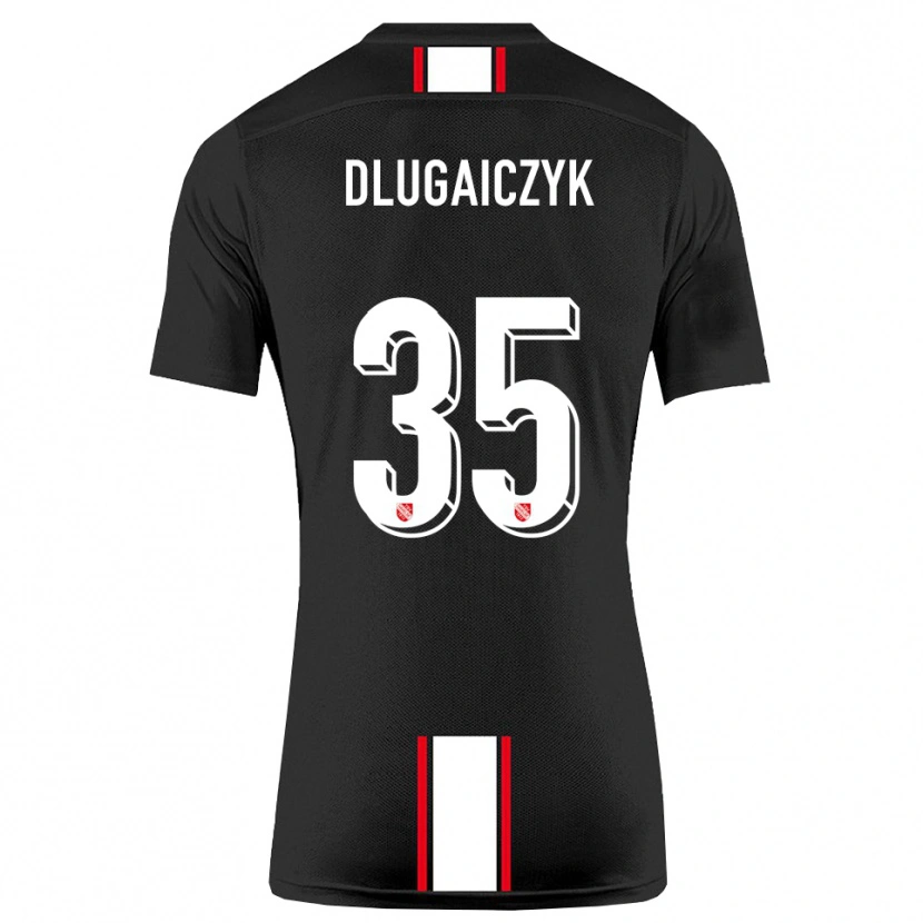 Danxen Børn Alexander Dlugaiczyk #35 Sort Hvid Udebane Spillertrøjer 2025/26 Trøje T-Shirt