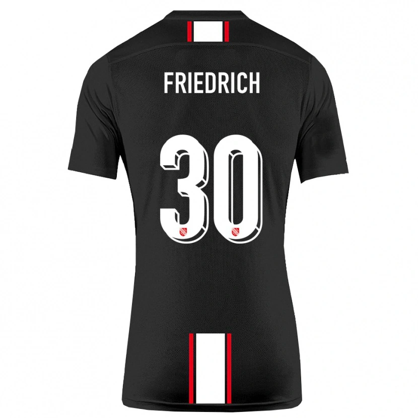 Danxen Børn Timo Friedrich #30 Sort Hvid Udebane Spillertrøjer 2025/26 Trøje T-Shirt