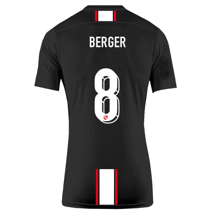 Danxen Børn Johann Berger #8 Sort Hvid Udebane Spillertrøjer 2025/26 Trøje T-Shirt