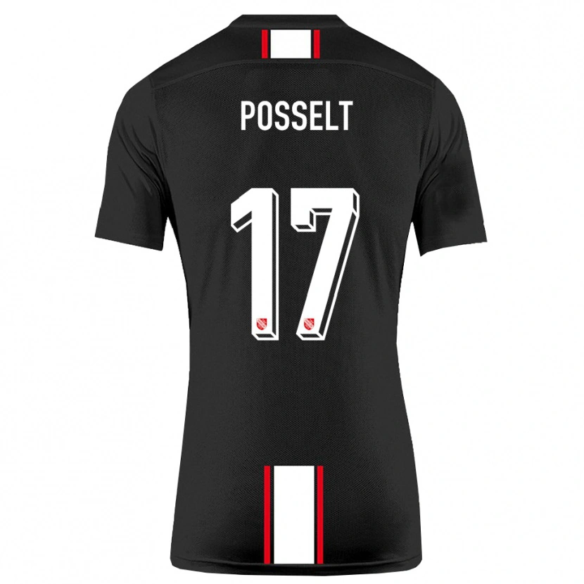 Danxen Børn John Posselt #17 Sort Hvid Udebane Spillertrøjer 2025/26 Trøje T-Shirt