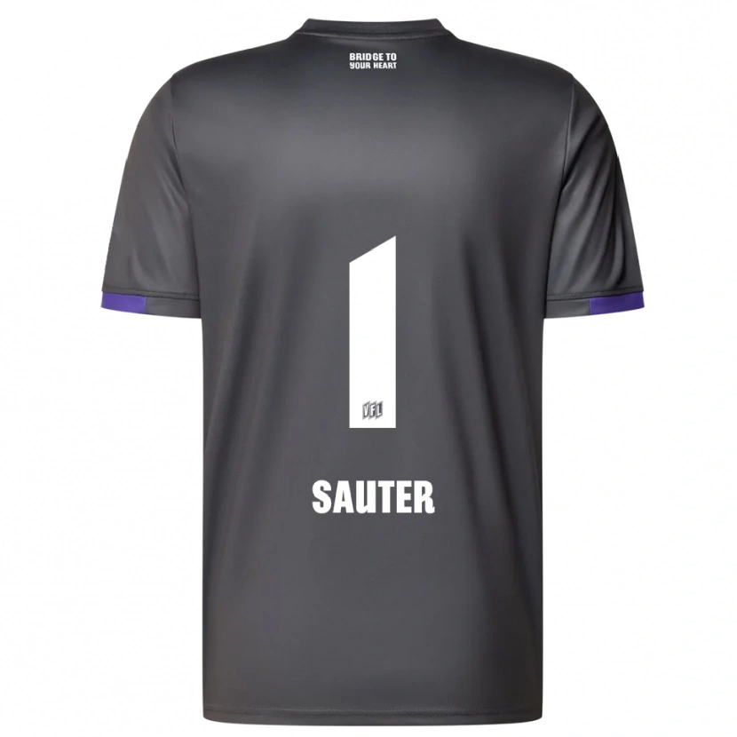 Danxen Børn Niklas Sauter #1 Grå Lilla Udebane Spillertrøjer 2025/26 Trøje T-Shirt