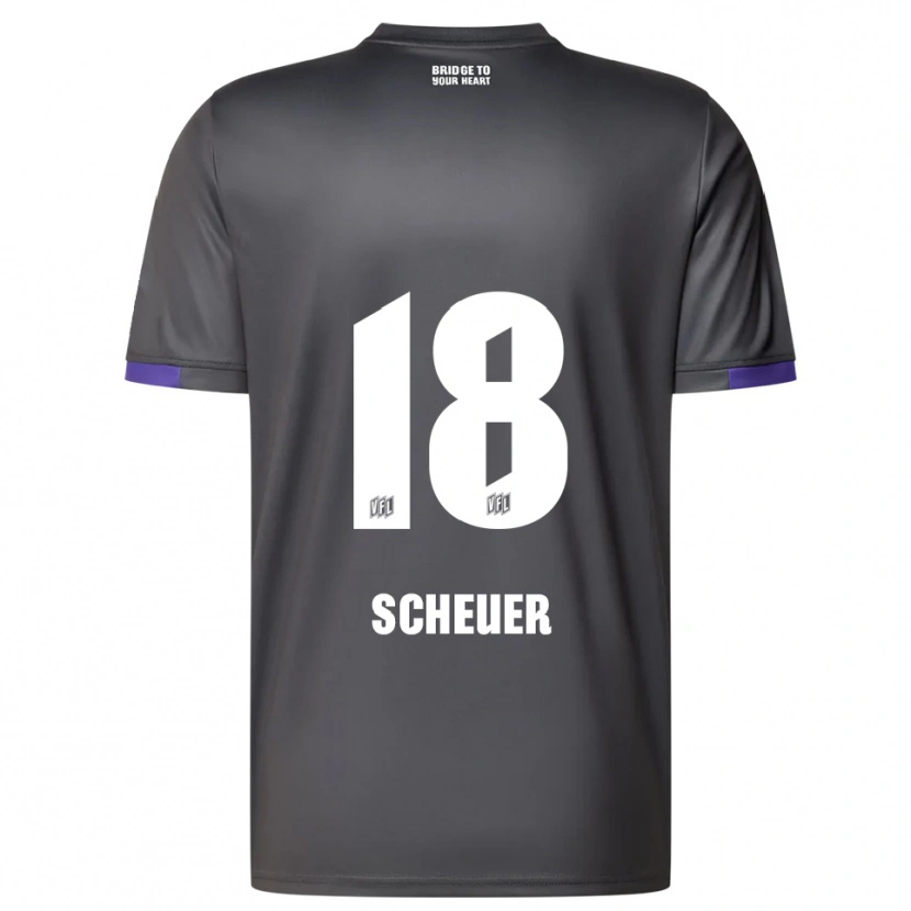 Danxen Børn Nevio Scheuer #18 Grå Lilla Udebane Spillertrøjer 2025/26 Trøje T-Shirt