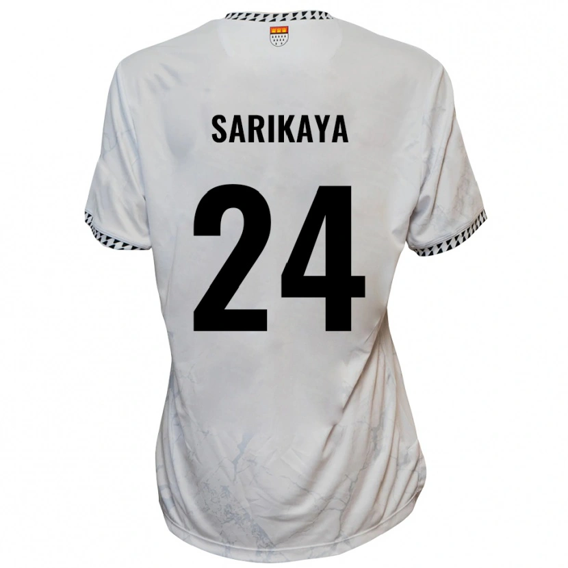 Danxen Børn Ege Sarikaya #24 Hvid Sort Udebane Spillertrøjer 2025/26 Trøje T-Shirt