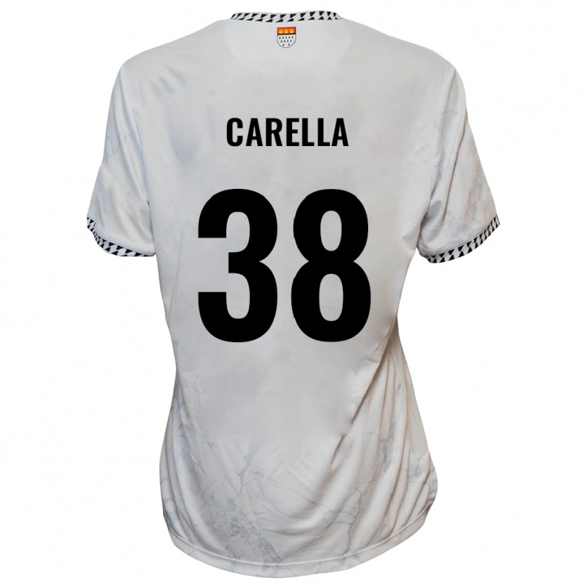 Danxen Børn Samuele Carella #38 Hvid Sort Udebane Spillertrøjer 2025/26 Trøje T-Shirt
