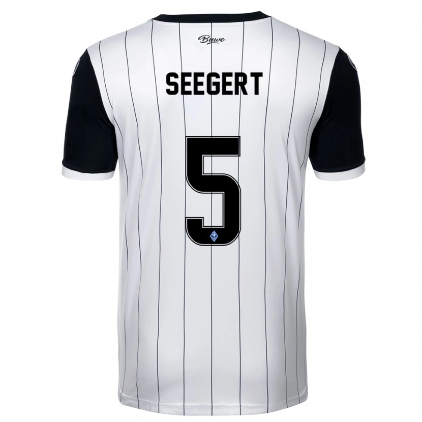 Danxen Børn Marcel Seegert #5 Hvid Sort Udebane Spillertrøjer 2025/26 Trøje T-Shirt