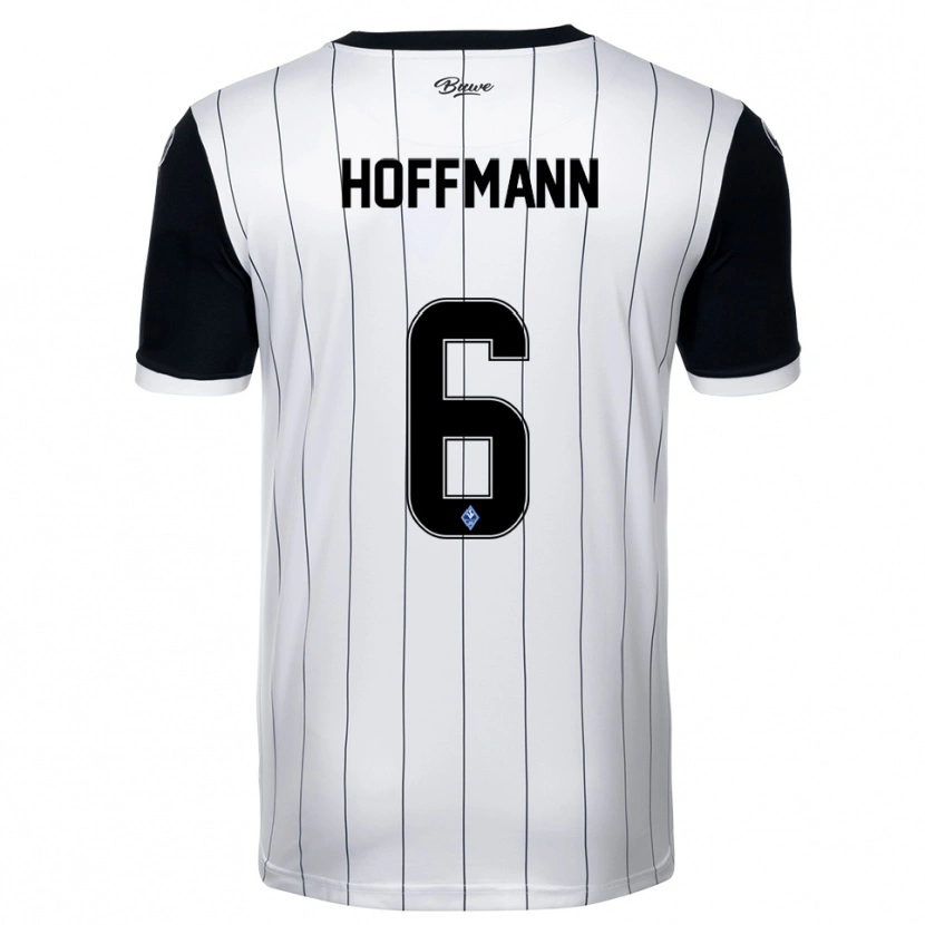 Danxen Børn Niklas Hoffmann #6 Hvid Sort Udebane Spillertrøjer 2025/26 Trøje T-Shirt