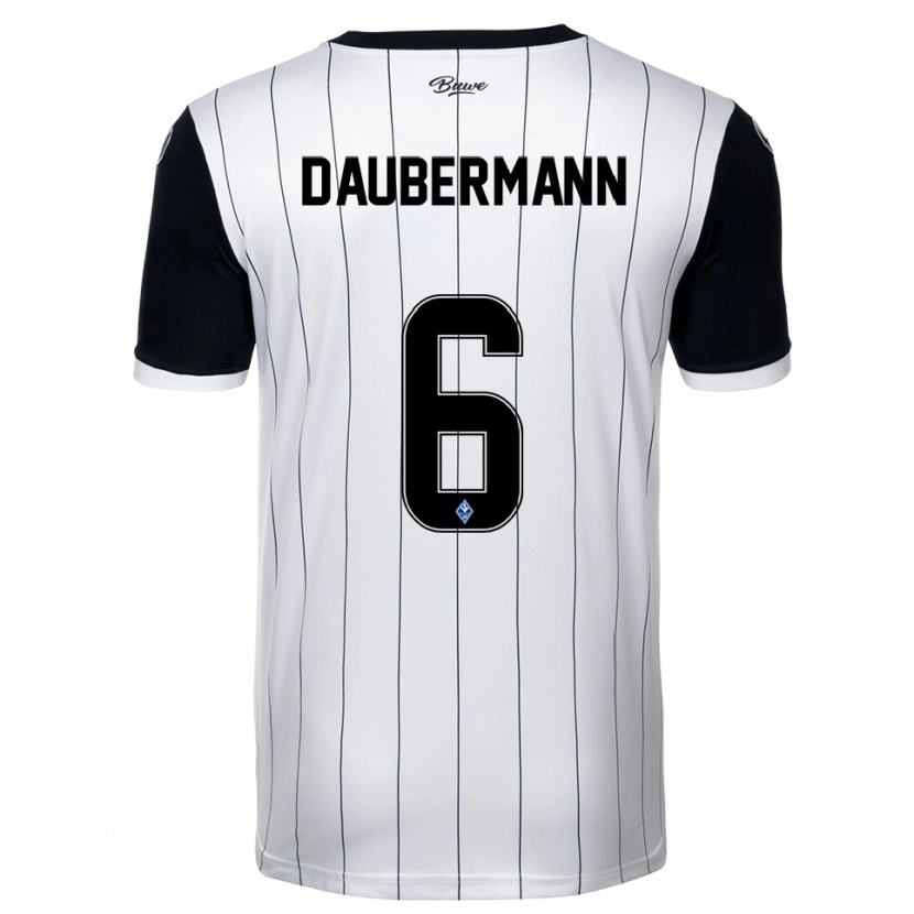 Danxen Børn Jonas Daubermann #6 Hvid Sort Udebane Spillertrøjer 2025/26 Trøje T-Shirt