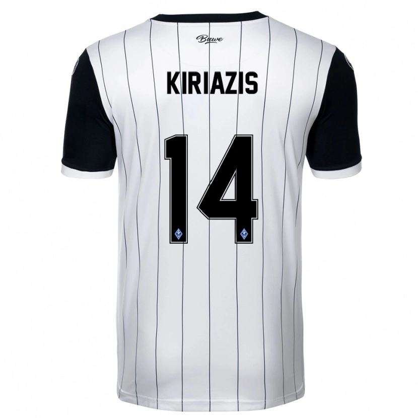 Danxen Børn Pavlos Kiriazis #14 Hvid Sort Udebane Spillertrøjer 2025/26 Trøje T-Shirt