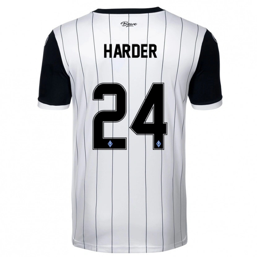 Danxen Børn Constantin Harder #24 Hvid Sort Udebane Spillertrøjer 2025/26 Trøje T-Shirt