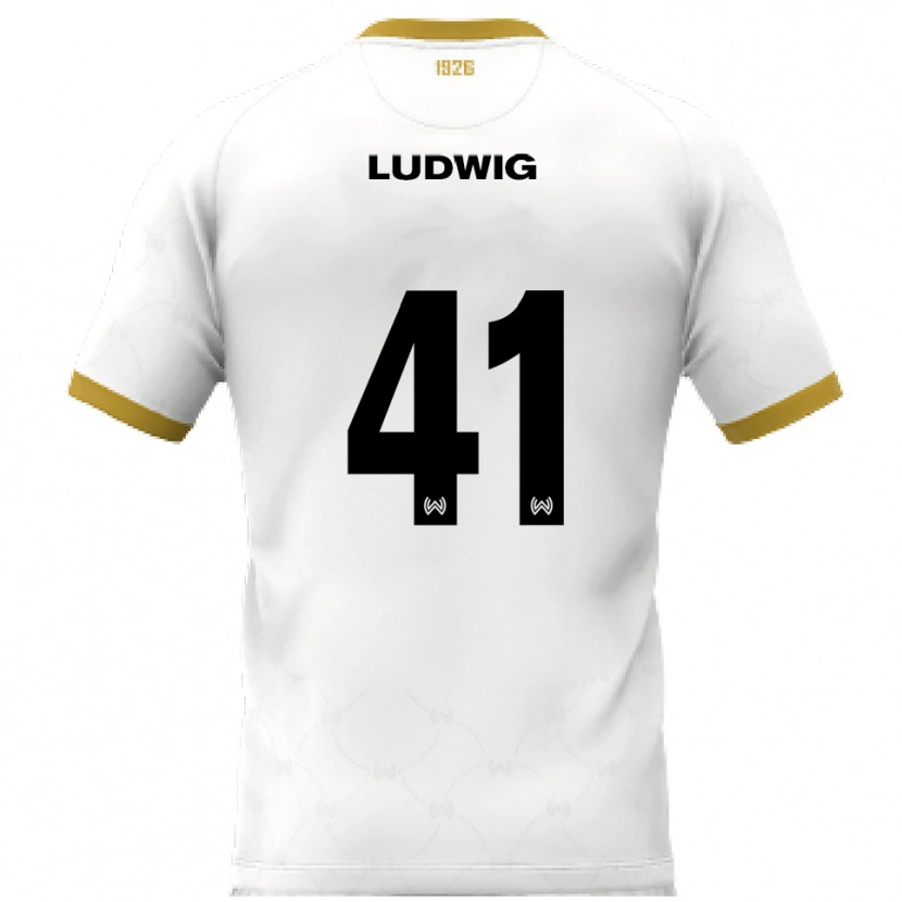 Danxen Børn Finn Ludwig #41 Hvid Guld Udebane Spillertrøjer 2025/26 Trøje T-Shirt