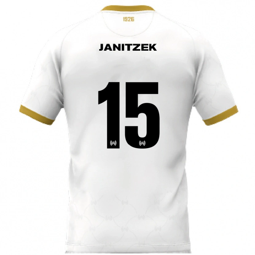 Danxen Børn Justin Janitzek #15 Hvid Guld Udebane Spillertrøjer 2025/26 Trøje T-Shirt