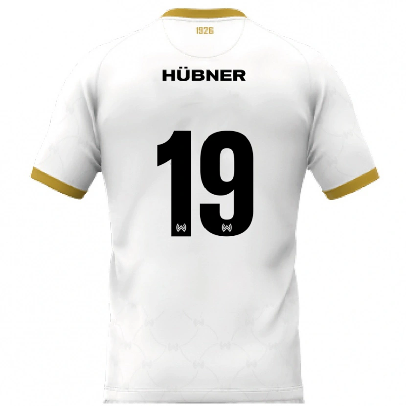 Danxen Børn Florian Hübner #19 Hvid Guld Udebane Spillertrøjer 2025/26 Trøje T-Shirt
