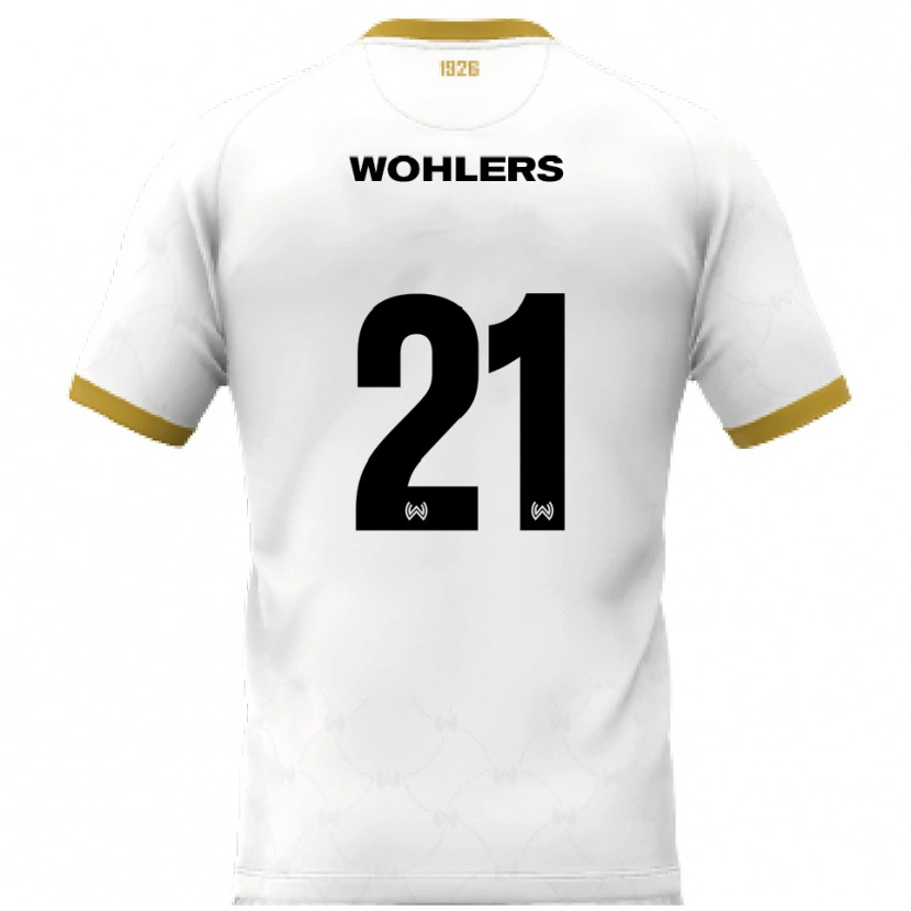 Danxen Børn Ole Wohlers #21 Hvid Guld Udebane Spillertrøjer 2025/26 Trøje T-Shirt