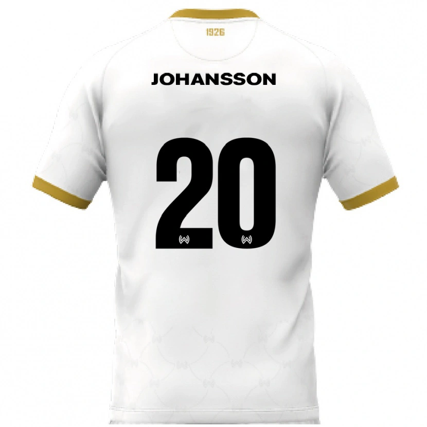 Danxen Børn Ryan Johansson #20 Hvid Guld Udebane Spillertrøjer 2025/26 Trøje T-Shirt