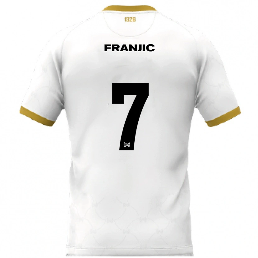 Danxen Børn Ivan Franjic #7 Hvid Guld Udebane Spillertrøjer 2025/26 Trøje T-Shirt