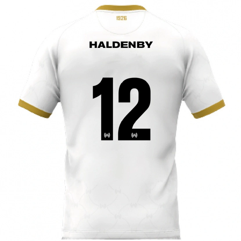 Danxen Børn Ben Haldenby #12 Hvid Guld Udebane Spillertrøjer 2025/26 Trøje T-Shirt