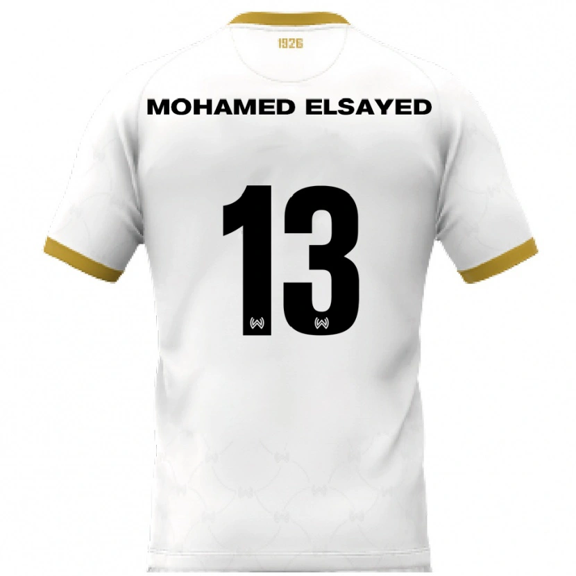 Danxen Børn Samir Mohamed Elsayed #13 Hvid Guld Udebane Spillertrøjer 2025/26 Trøje T-Shirt