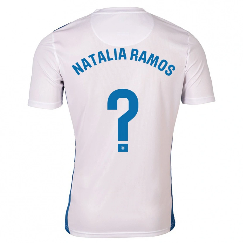 Danxen Mænd Natalia Ramos Álvarez #0 Hvid Blå Hjemmebane Spillertrøjer 2025/26 Trøje T-Shirt