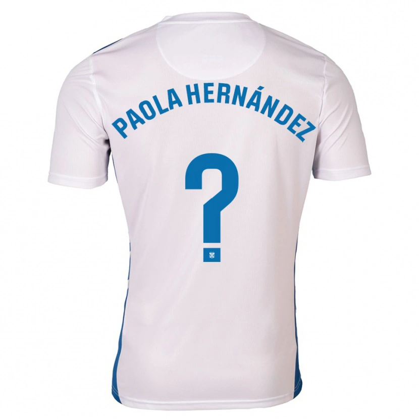 Danxen Mænd Paola Hernández Díaz #0 Hvid Blå Hjemmebane Spillertrøjer 2025/26 Trøje T-Shirt