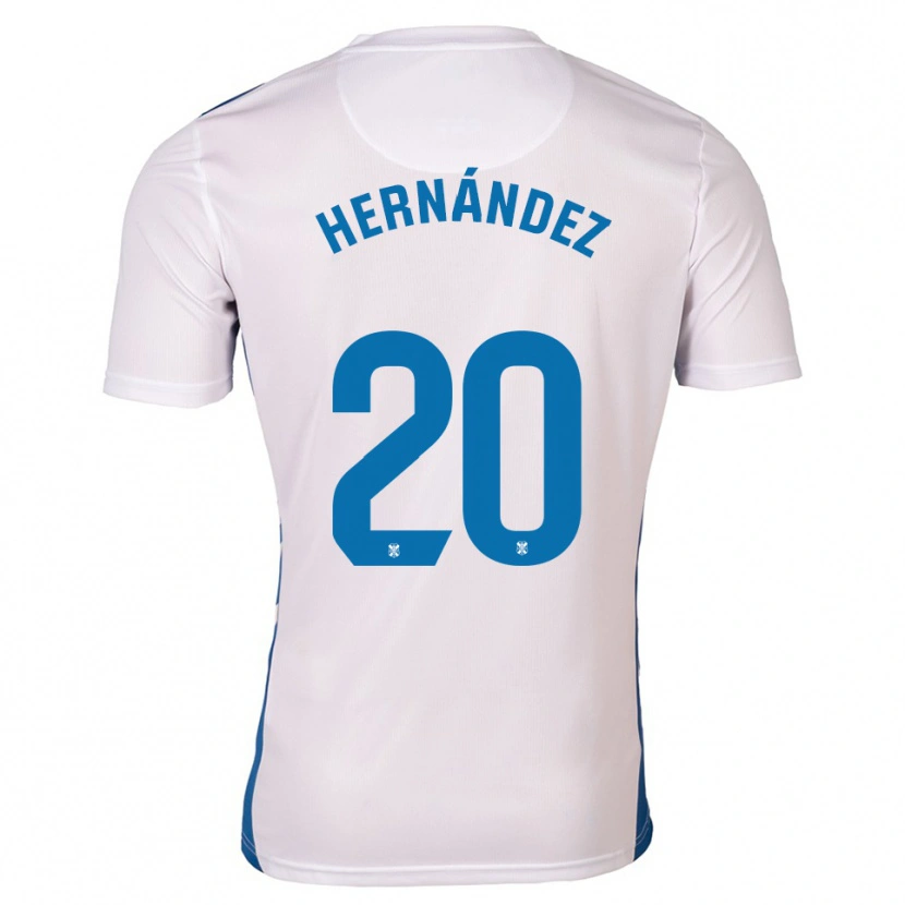 Danxen Mænd Jesús Hernández #20 Hvid Blå Hjemmebane Spillertrøjer 2025/26 Trøje T-Shirt