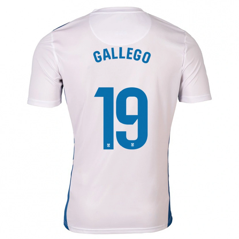 Danxen Mænd Enric Gallego #19 Hvid Blå Hjemmebane Spillertrøjer 2025/26 Trøje T-Shirt