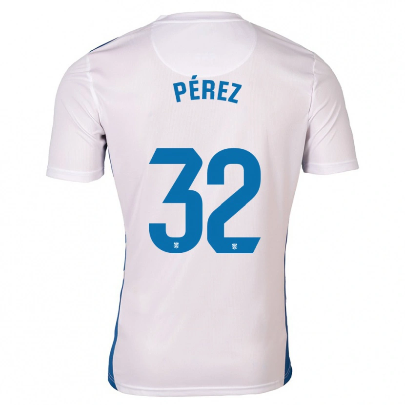 Danxen Mænd Joel Pérez #32 Hvid Blå Hjemmebane Spillertrøjer 2025/26 Trøje T-Shirt
