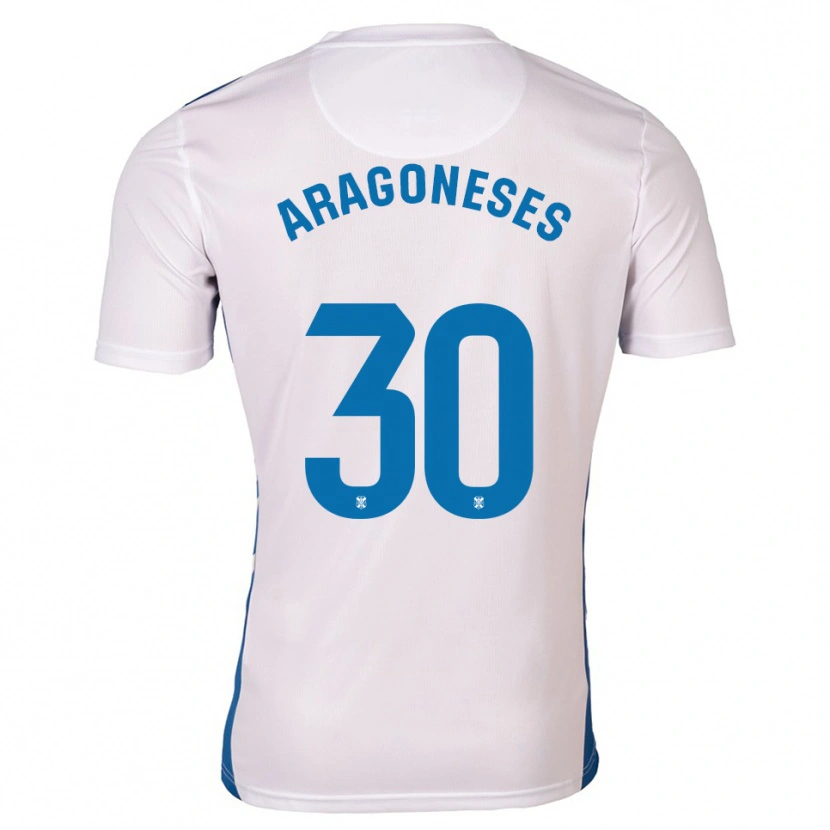 Danxen Mænd Sergio Aragoneses #30 Hvid Blå Hjemmebane Spillertrøjer 2025/26 Trøje T-Shirt
